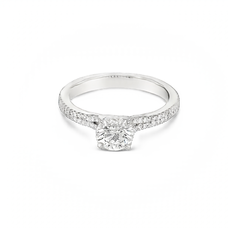Platinum Engagement Ring With One 0.73Ct Round Brilliant J SI1 Forevermark Diamond  962983 And 72=0.16Tw Round Brilliant G VS Diamonds