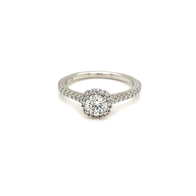 Platinum Ring With One 0.50Ct Round Brilliant I SI2 Forevermak Diamond 80573679 And 38=0.34Tw Round Brilliant G VS Diamonds