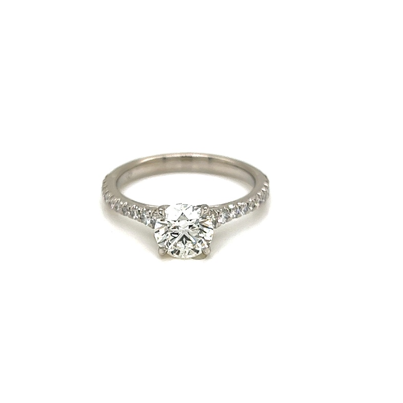 Ladies Platinum Engagement Ring With One 1.08Ct Round Brilliant I Si1Forevermark Diamond 21213655 And 20=0.32Tw Round Brilliant G Vs Diamonds
