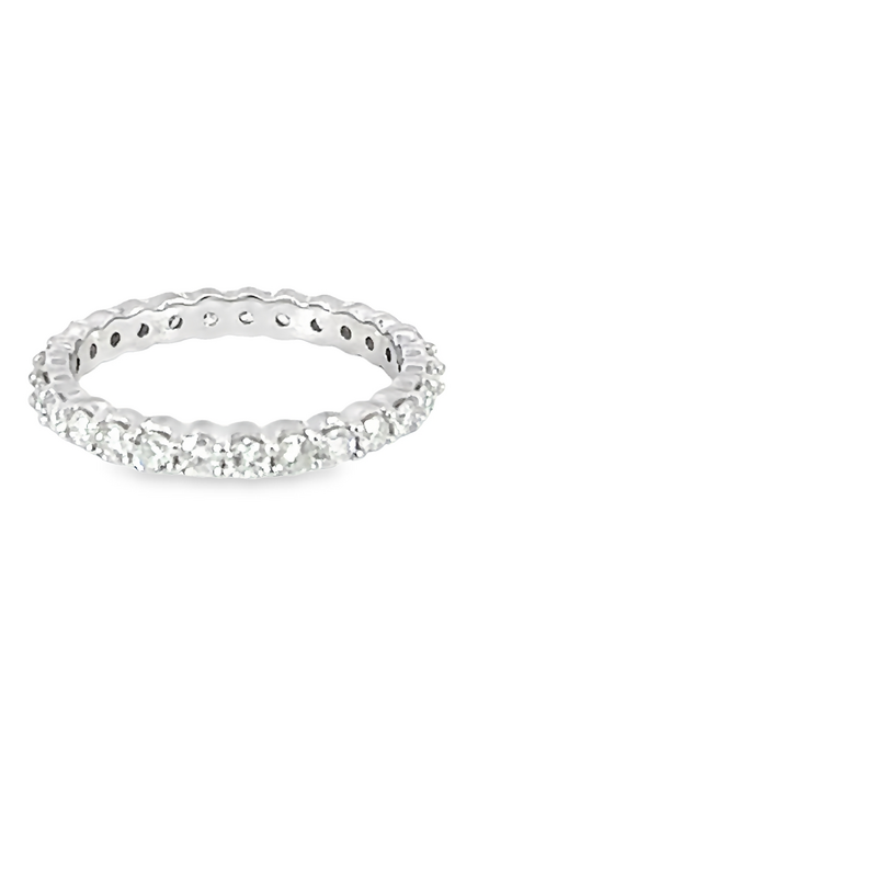 14 Karat white gold eternity wedding band with 27=1.52tw Round Brilliant G I Diamonds