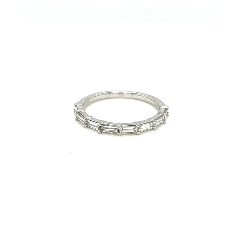 14 Karat white gold wedding band with 8=0.55Total weight Baguette G VS Diamonds