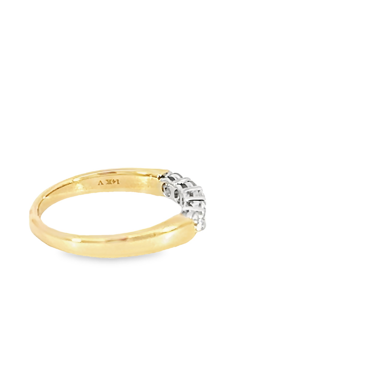 14 Karat rose gold wedding band Size 6.5 with 5=0.50 total weight round brilliant G VS Diamonds