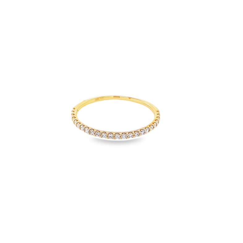 14 Karat yellow gold wedding band Size 6.5 with 24=0.20 total weight round brilliant G VS Diamonds