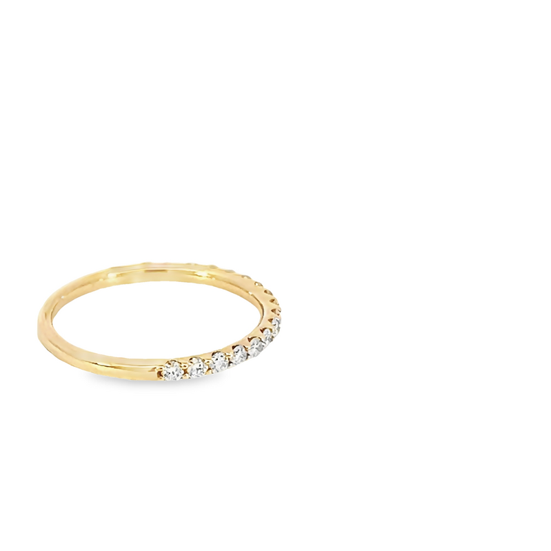 14 Karat yellow gold wedding band Size 6.5 with 17=0.35 total weight round brilliant G VS Diamonds
