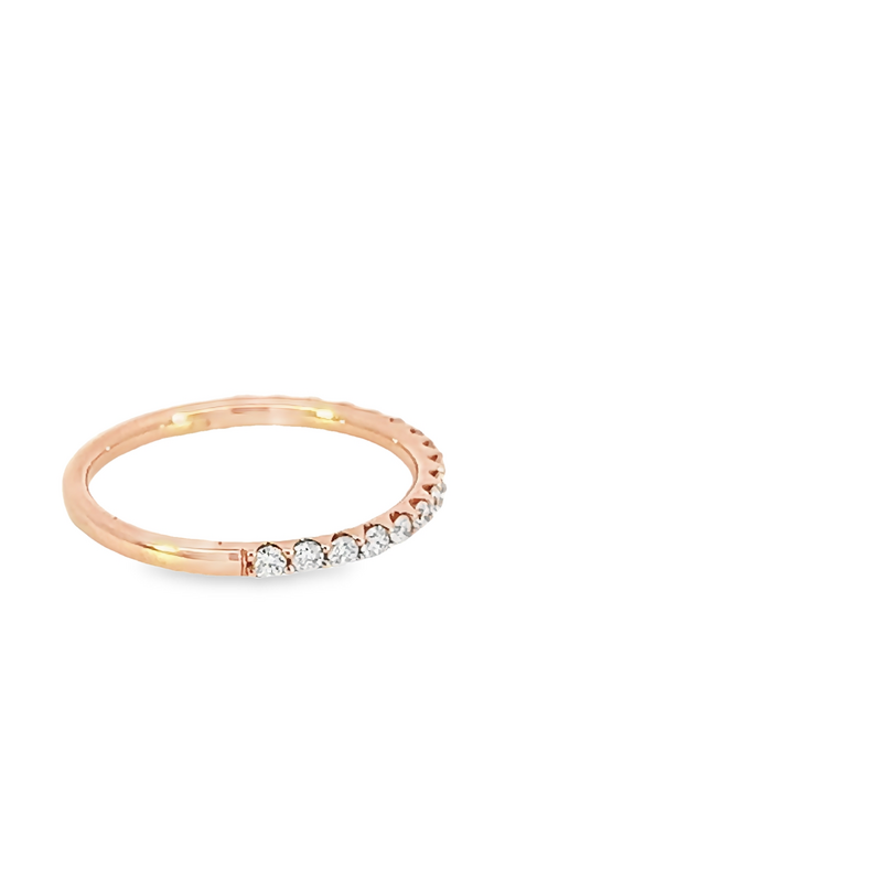14 Karat rose gold wedding band Size 6.5 with 17=0.35 total weight round brilliant G VS Diamonds