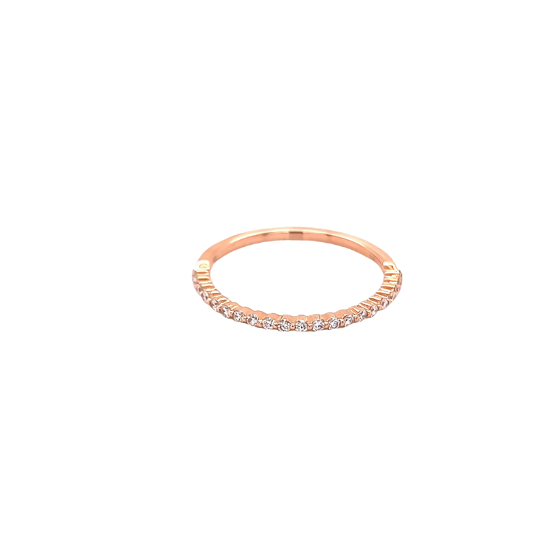14 Karat rose gold wedding band Size 6.5 with 21=0.20 total weight round brilliant G VS Diamonds