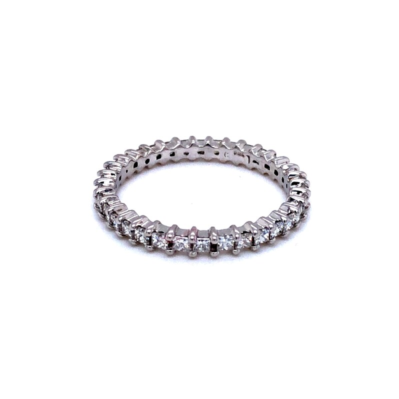 14 Karat white gold eternity wedding band with 34=0.85tw Princess G VS Diamonds