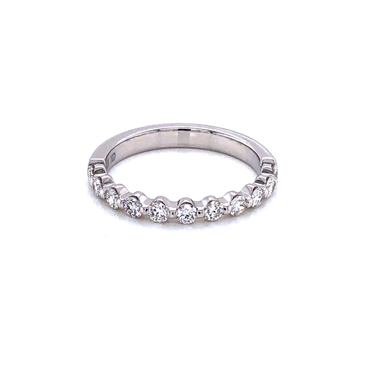 14 Karat white gold wedding band with 11=0.33 total weight Round Brilliant G VS Diamonds