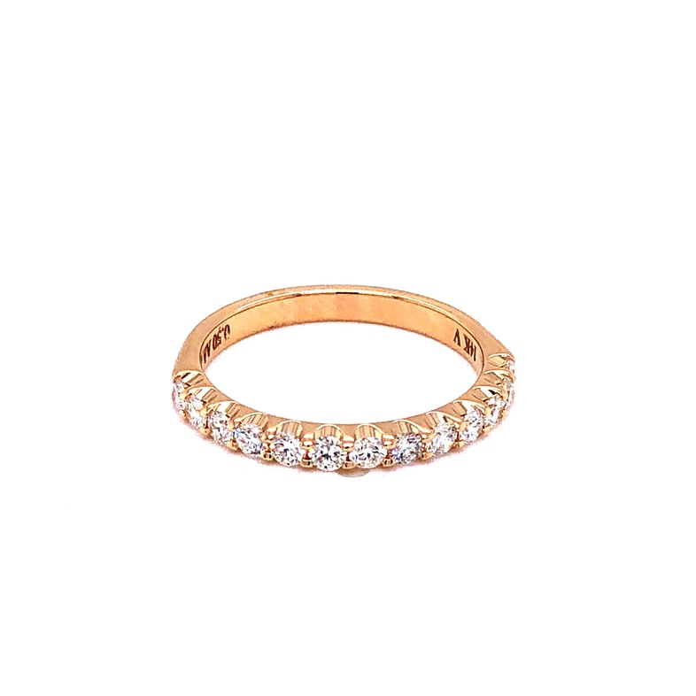 14 Karat Yellow Gold Band With 13=0.50TW Round Brilliant G VS Diamonds