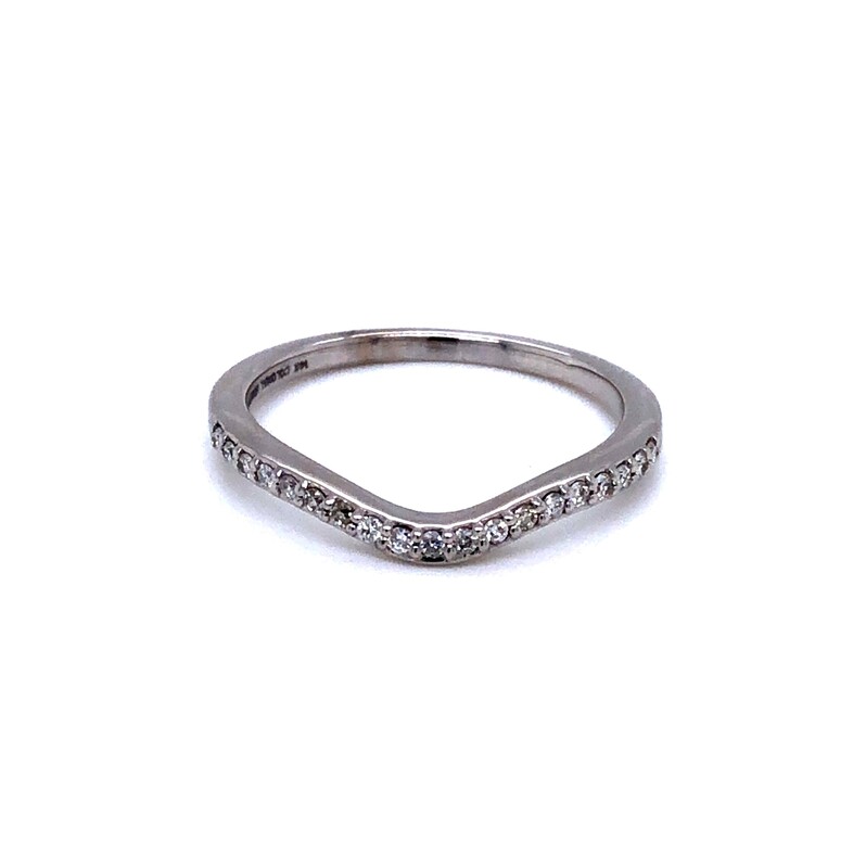 14 Karat white gold curved band with 19=0.14TW Round Brilliant G VS Diamonds