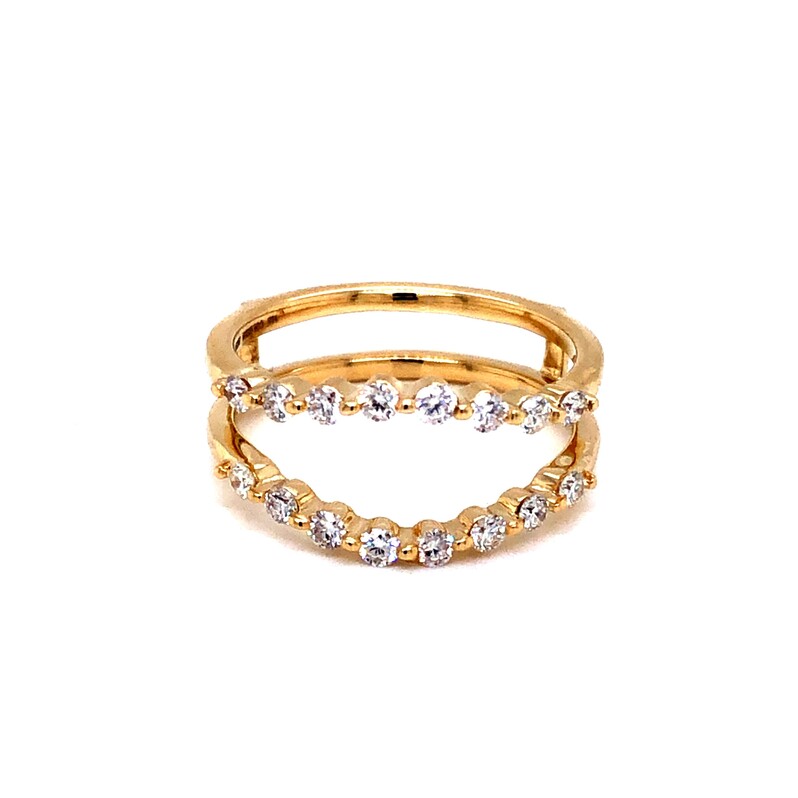 14 Karat yellow gold insert wedding band Size 7.5 with 16=0.48 total weight  Round Brilliant G Vs Diamonds