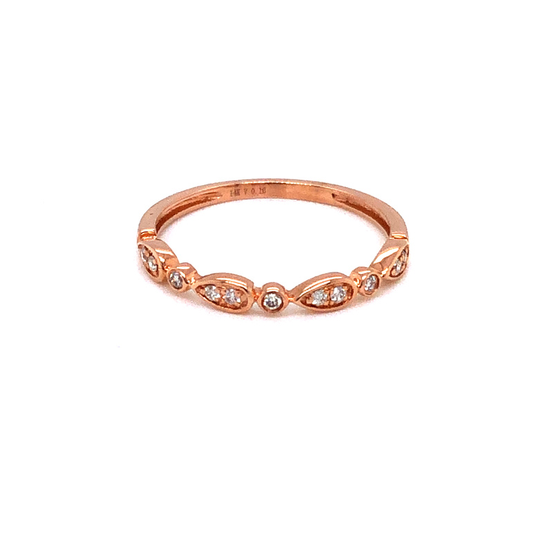 14 karat rose gold with 11=0.10 carat total weight G VS Diamond Stackable band