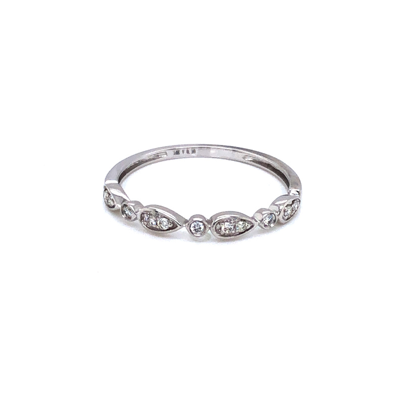 14 karat white gold with 11=0.10 carat total weight G VS Diamond Stackable band