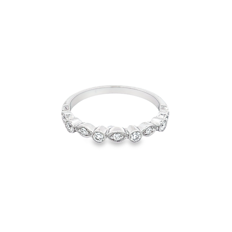 14 Karat White Gold Band With 9=0.21 total weight round brilliant G VS Diamonds