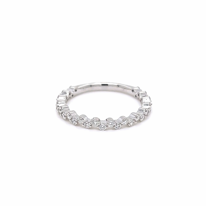 14 Karat white gold wedding band with 31=0.50tw Round Brilliant G VS Diamonds