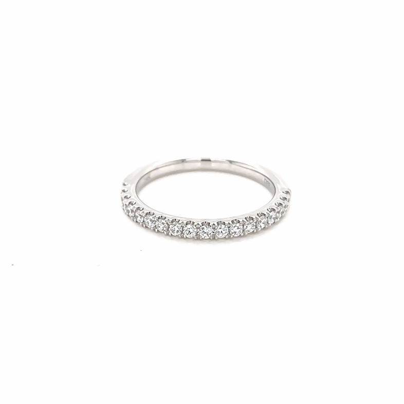 14 Karat white gold wedding band with 18=0.35Total weight Round Brilliant G VS Diamonds