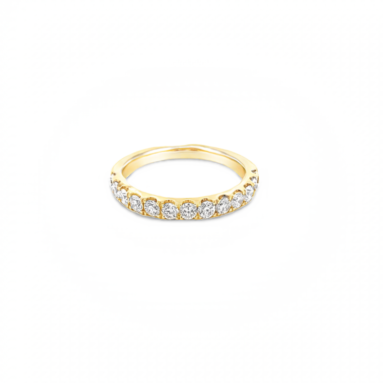 14 Karat yellow wedding band With 13=0.78Total weight Round Brilliant G VS Diamonds
