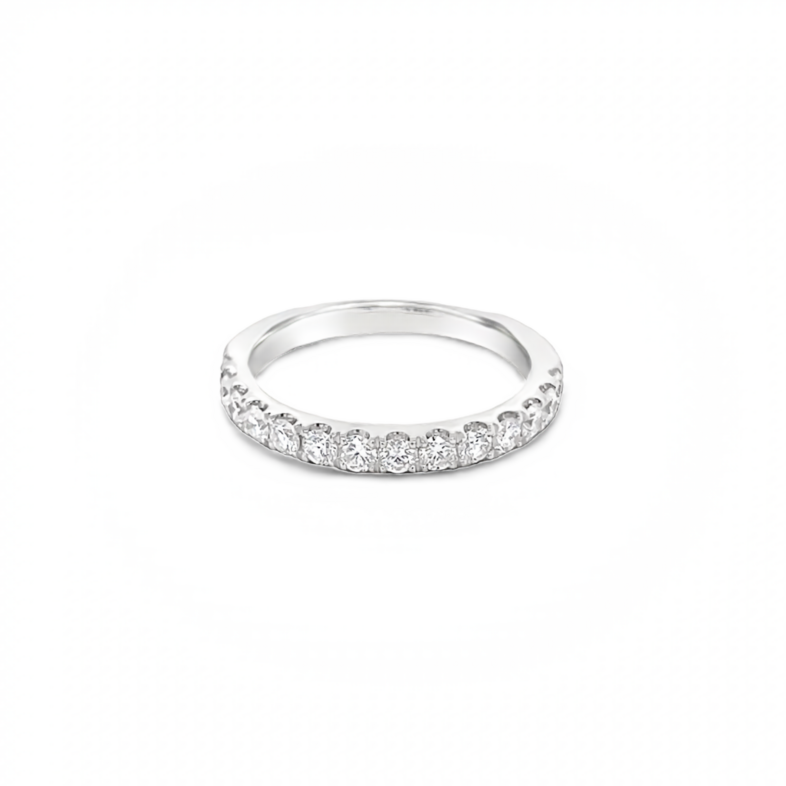 14 Karat white gold wedding band with 14=0.65tw Round Brilliant G VS Diamonds