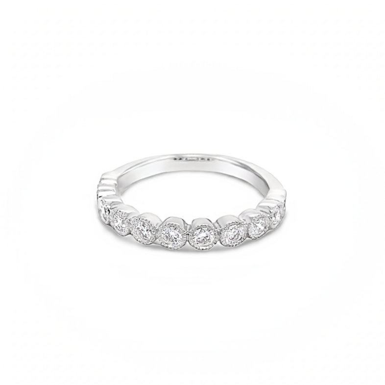 14 Karat white gold wedding band 11=0.50tw round brilliant G VS Diamonds