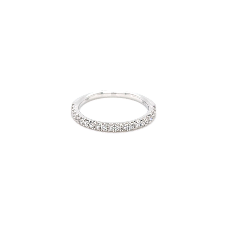14 Karat white gold wedding band with 21=0.26tw round brilliant G VS Diamonds