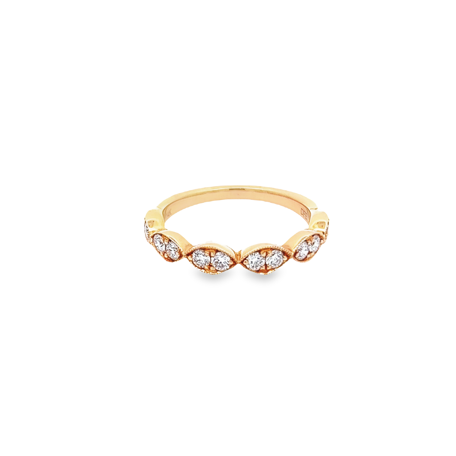 14 Karat yellow gold wedding band with12=0.50tw Round Brilliant G VS Diamonds