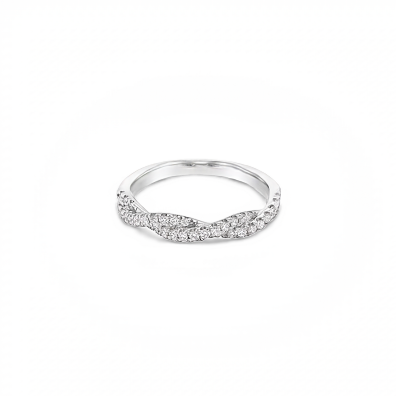 14 Karat white gold wedding band with 38=0.29 total weight Round Brilliant G Vs Diamonds. Size 6.5