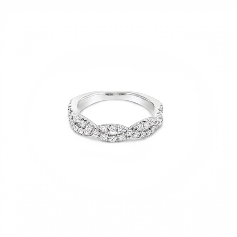 White 14 Karat Wedding Band with 35=0.50tw Round Brilliant G VS Diamonds