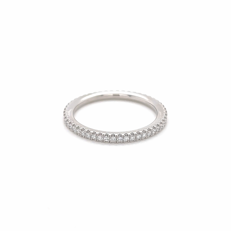 14 Karat white gold wedding band with 51=0.33tw Round Brilliant G VS Diamonds