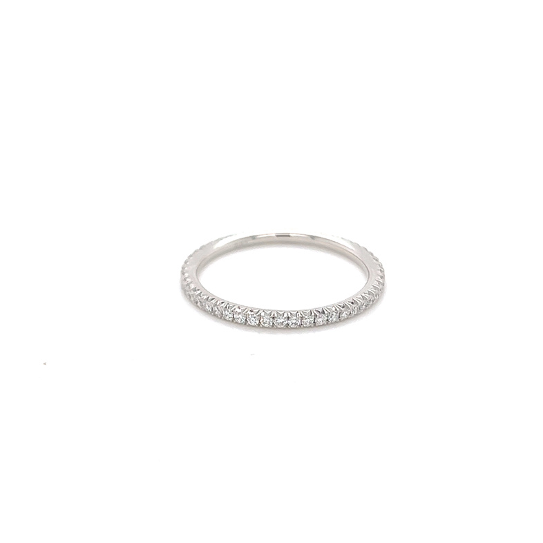 14 Karat white gold wedding band with 43=0.34tw Round Brilliant G VS Diamonds