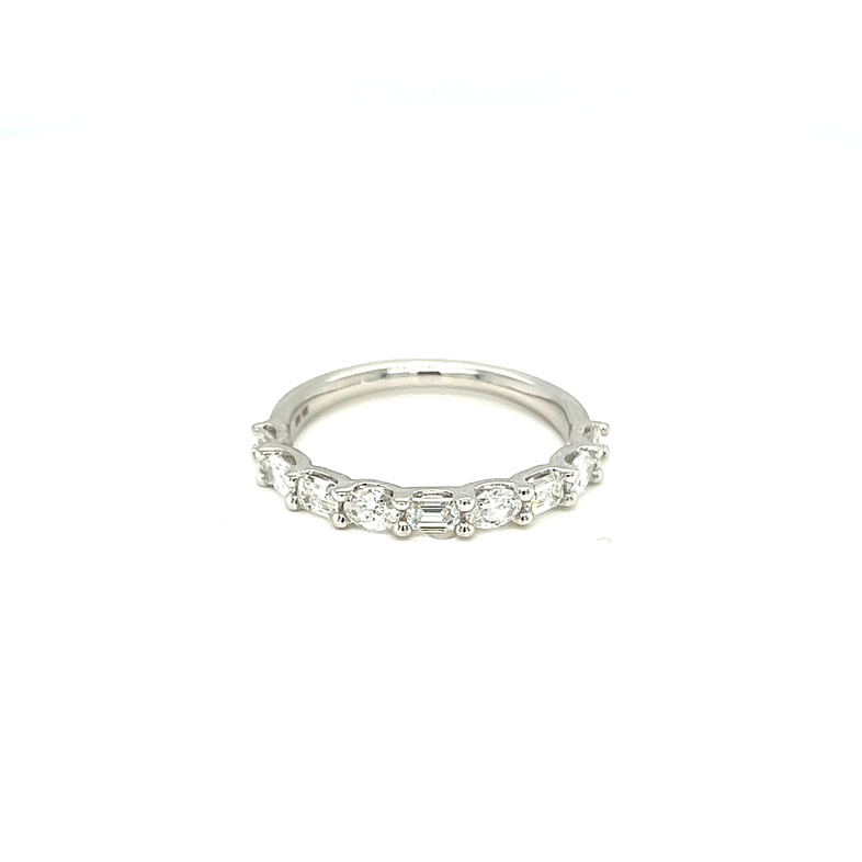 14 Karat white gold wedding band With 5=0.55Tw Emerald G Vs Diamonds And 4=0.45Tw Oval G Vs Diamonds