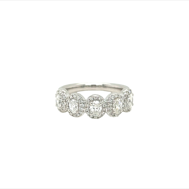 White 14 Karat Oval halo Wedding Band Size 6.5 With1.03Tw Various Shapes G Vs Diamonds