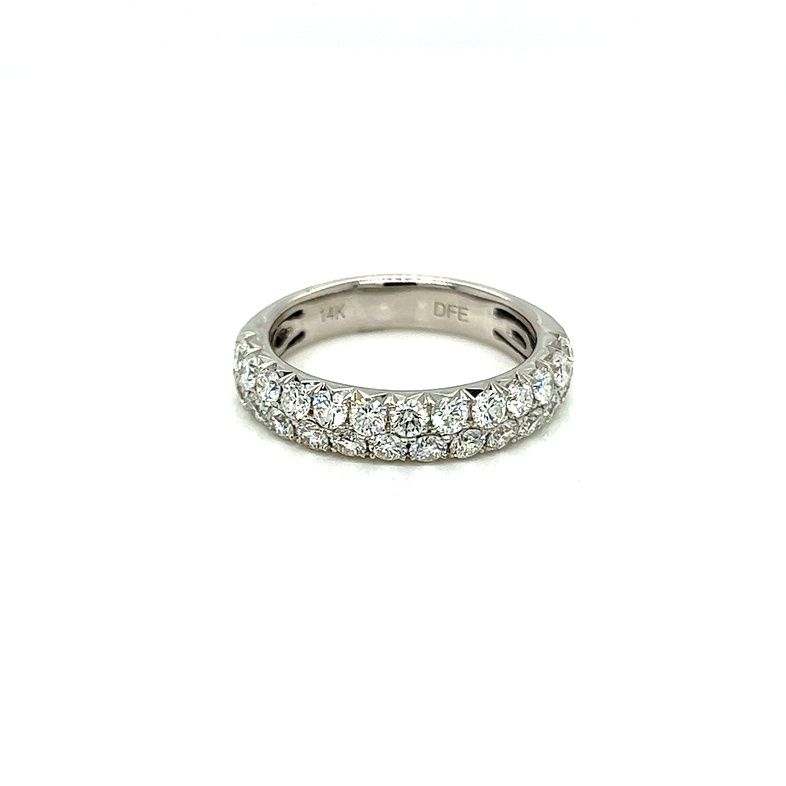14 Karat white gold wedding band Size 6.5 with 27=1.50tw Round Brilliant G VS Diamonds