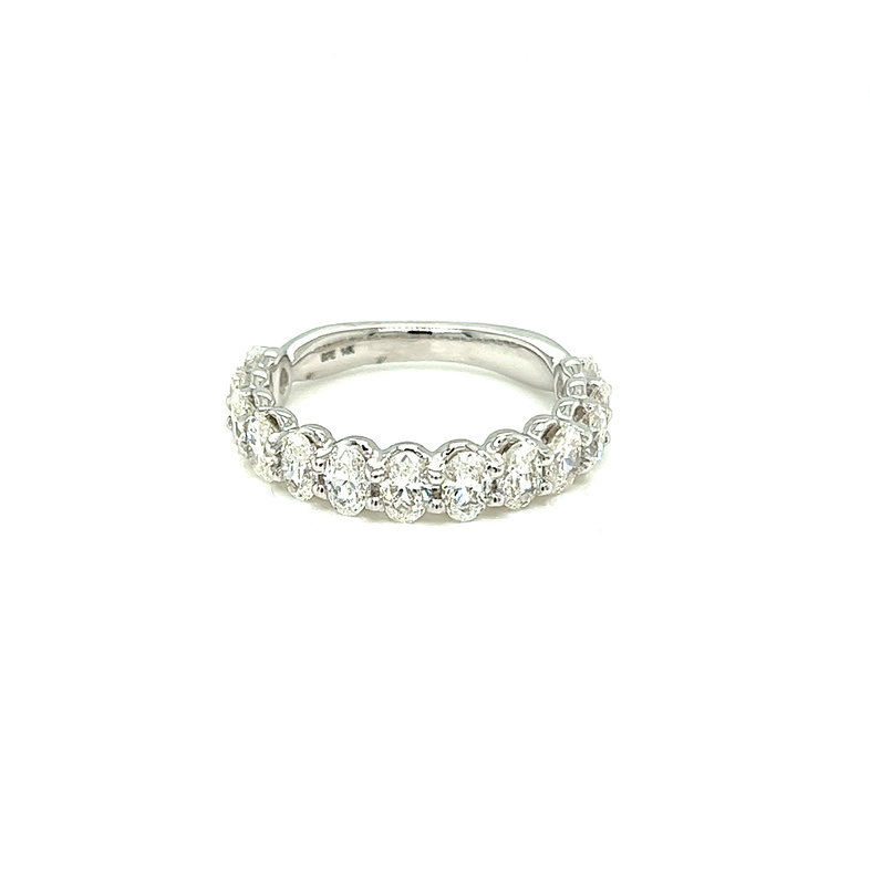 White 14 Karat Oval Wedding Band with 13=2.00tw Oval G VS Diamonds