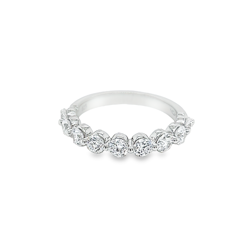 White 14 Karat SAMPLE  Wedding Band with 9=1.13Tw Rb Cubic Zirconiums  Size 6.5