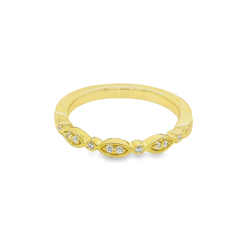 Yellow 14 Karat SAMPLE Wedding Band With 14=0.15Tw Rb Cubic Zirconiums  SIZE 6.5