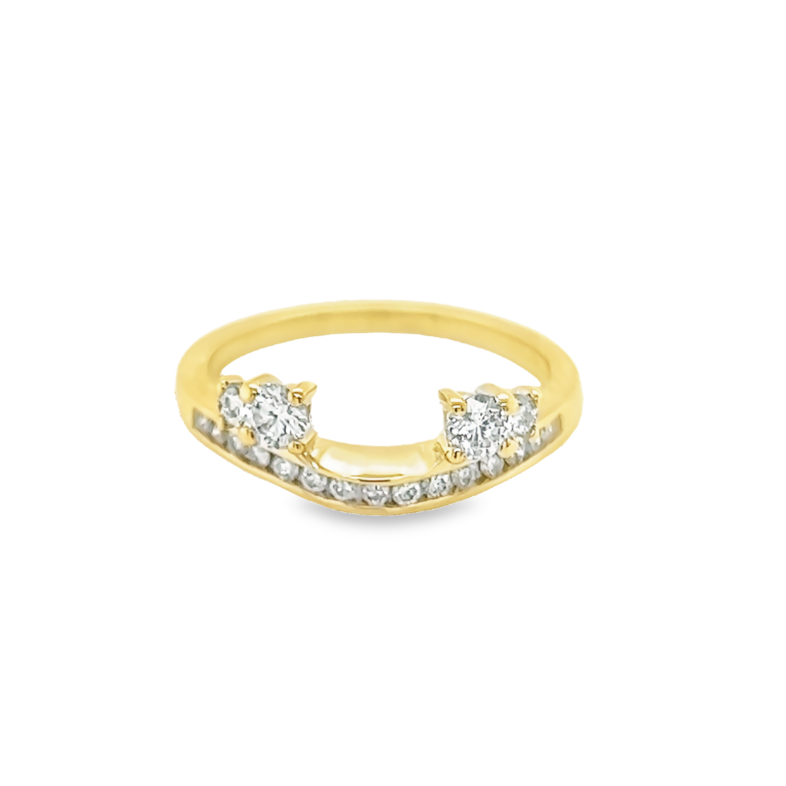 14 Karat yellow gold wrap wedding band With 19=0.50tw Round Brilliant G SI Diamonds