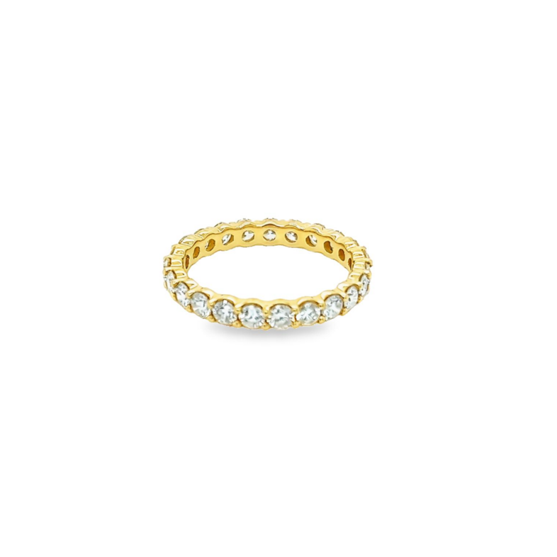 14 Karat yellow gold eternity wedding band Size 8 with 23=2.00 total weight round brilliant G SI Diamonds
