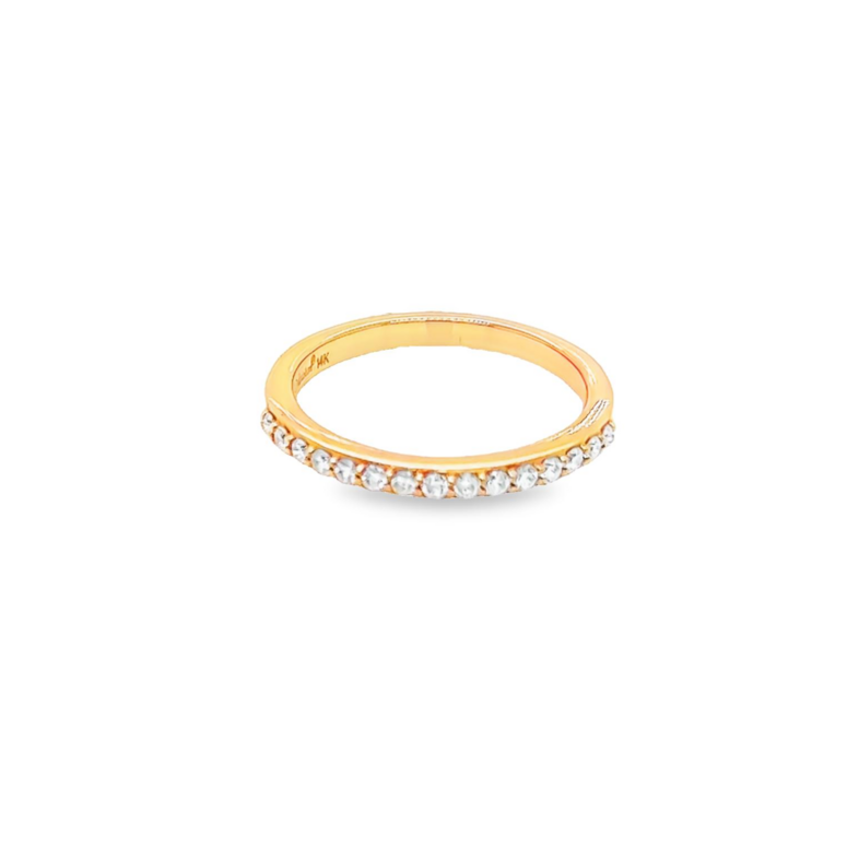 14 Karat rose gold wedding band with 15=0.24 total weight round brilliant G SI Diamonds