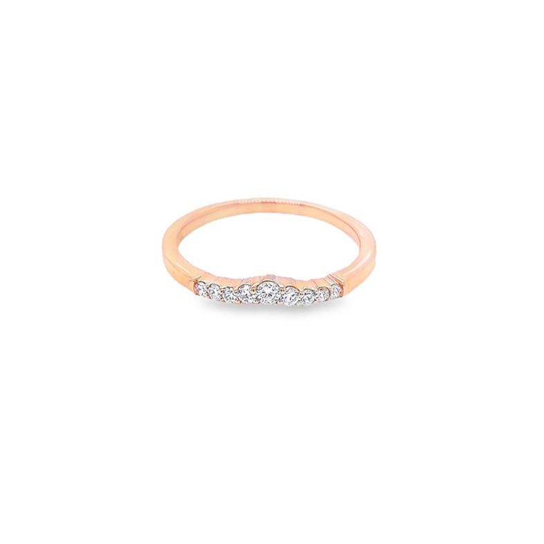 14 Karat rose gold curved wedding band with 9=0.17 total weight round brilliant G SI Diamonds