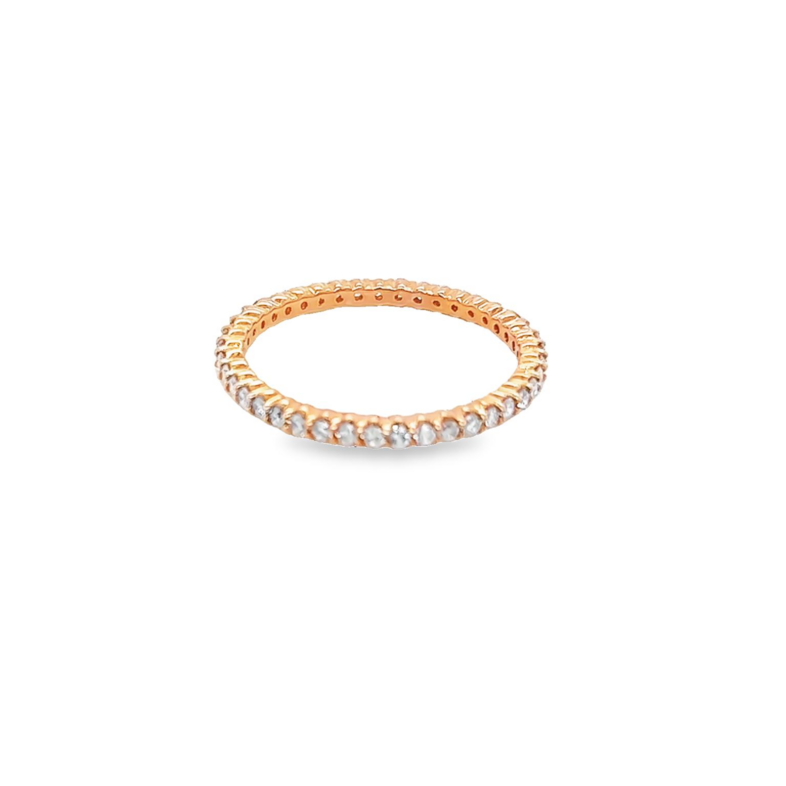 14 Karat rose gold eternity wedding band Size 7 with 41=0.52 total weight round brilliant G SI Diamonds