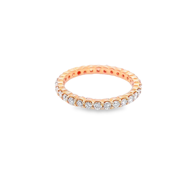 14 Karat rose gold eternity wedding band with 30=1.00 total weight round brilliant G SI Diamonds