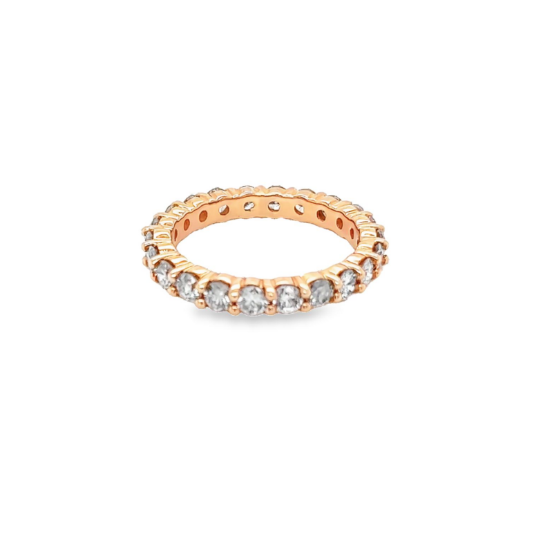 14 Karat rose gold eternity wedding band with 22=2.00tw Round Brilliant J SI Diamonds