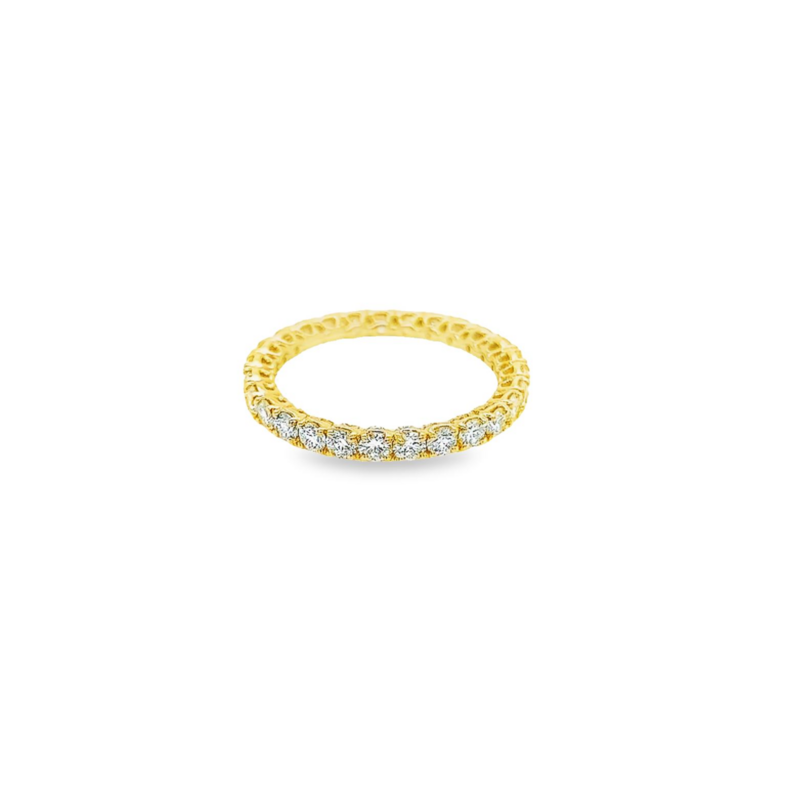 14 Karat yellow gold eternity wedding band Size 6.5 with 27=1.37 total weight round brilliant G SI Diamonds