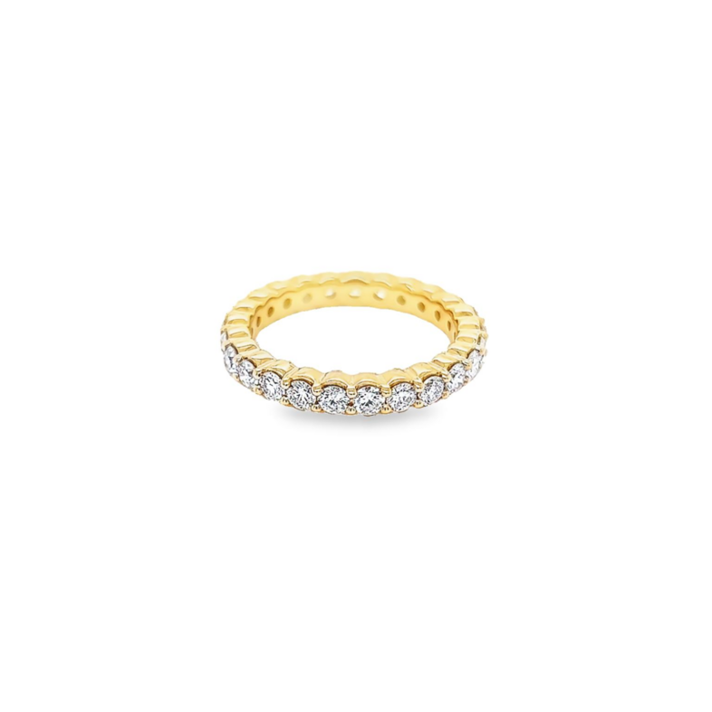 14 Karat yellow gold eternity wedding band Size 6.75 with 25=1.63 total weight round brilliant G SI Diamonds
