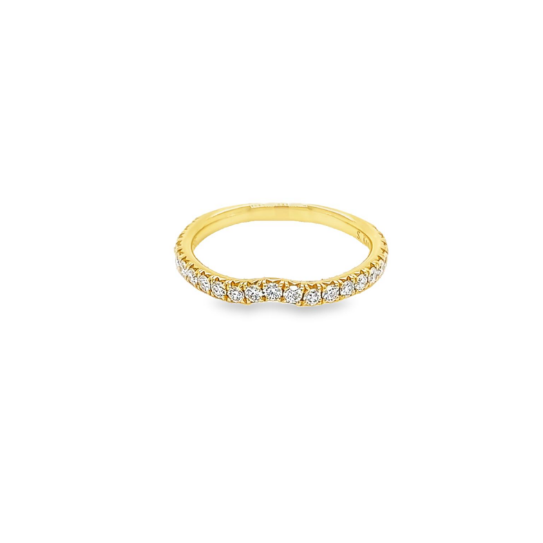14 Karat yellow gold curved wedding band with 23=0.42tw round brilliant G VS Diamonds