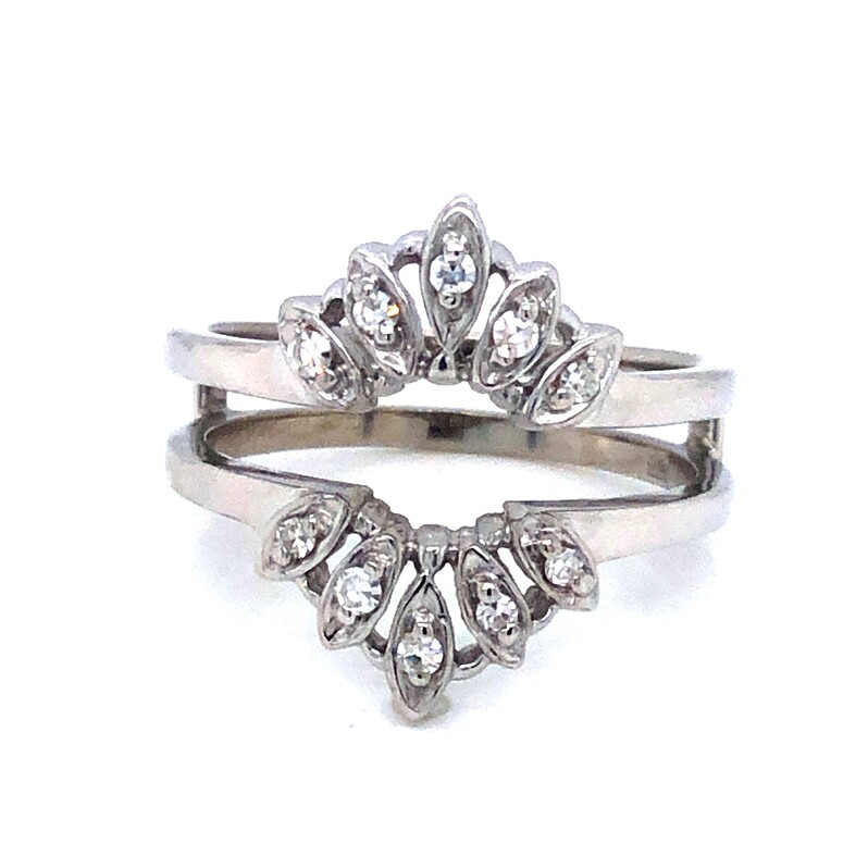 14 Karat white gold wrap ring with 10=0.25Tw Single Cut G Vs Diamonds  dwt: 3.5