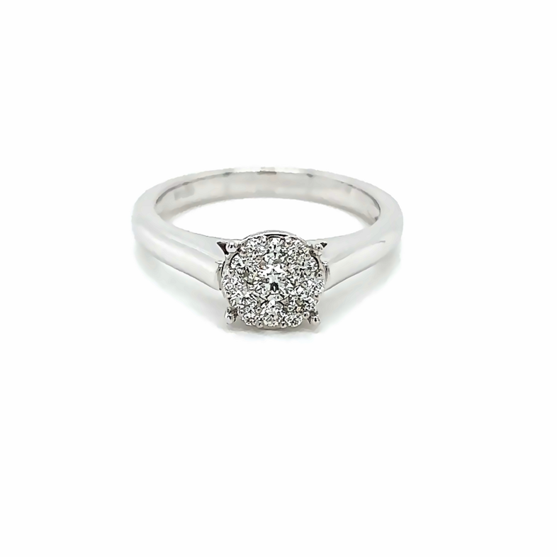 White 14 Karat Cluster Fashion Ring 7=0.35tw Round Brilliant G VS Diamonds