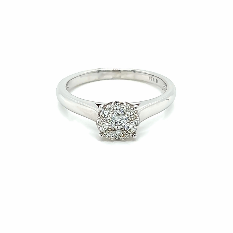 White 14 Karat Cluster Fashion Ring 7=0.25tw Round Brilliant G VS Diamonds