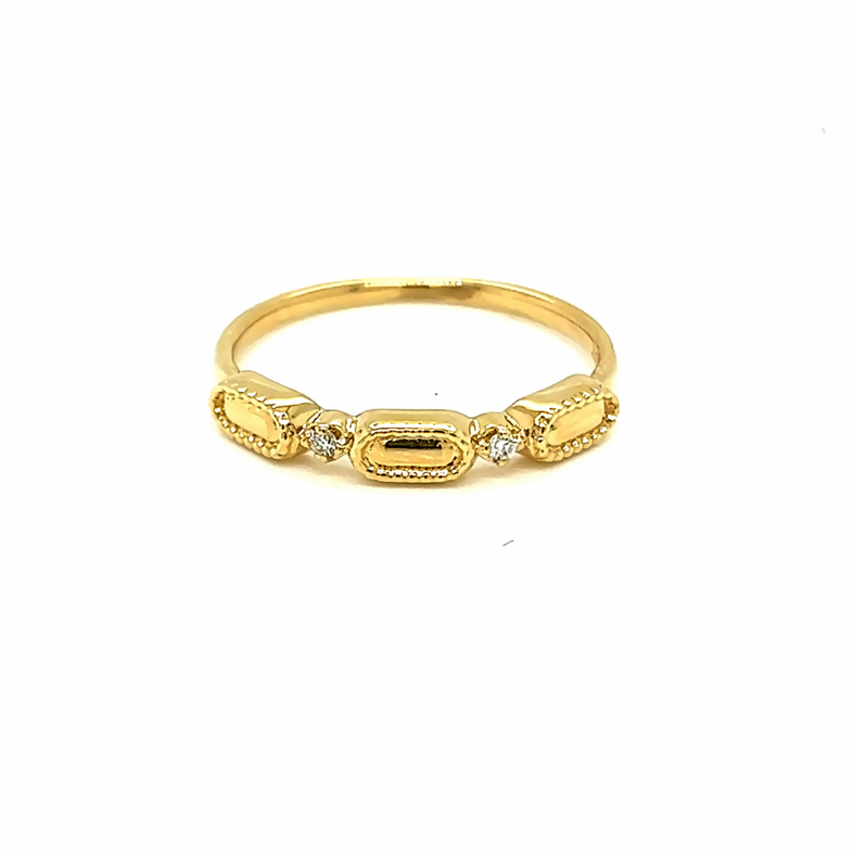 14 Karat yellow gold fashion ring with 2=0.02tw Round Brilliant G VS Diamonds