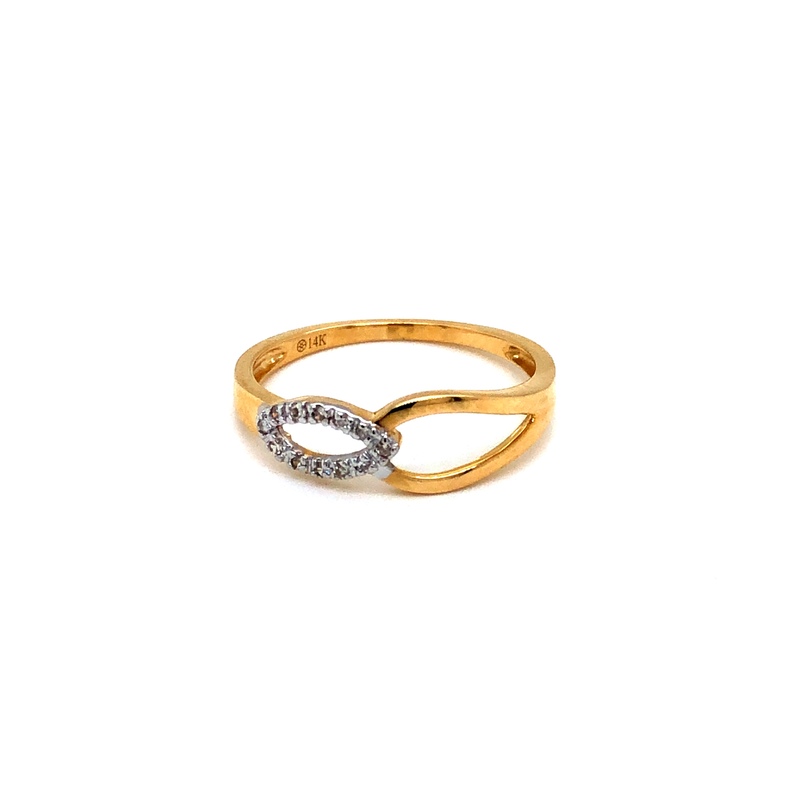 Yellow 14 Karat Free Form Fashion Ring Size 6.5 12= Single Cut G SI Diamonds